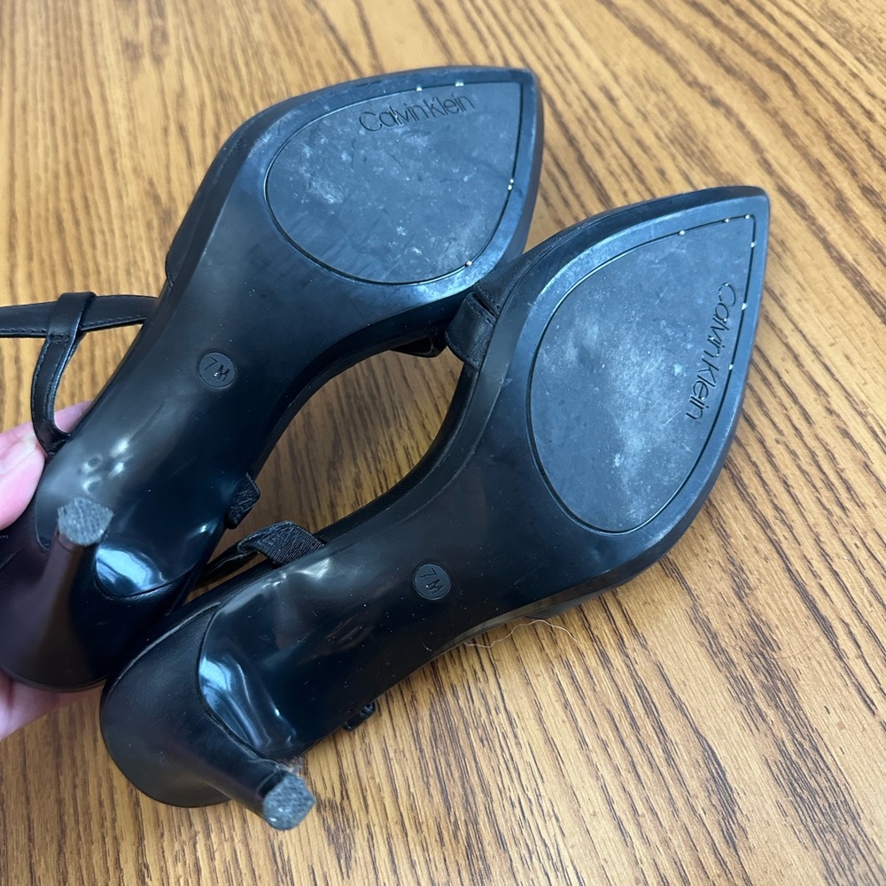 Calvin Klein Black Heeled Slingback Shoes - Picture 5 of 6